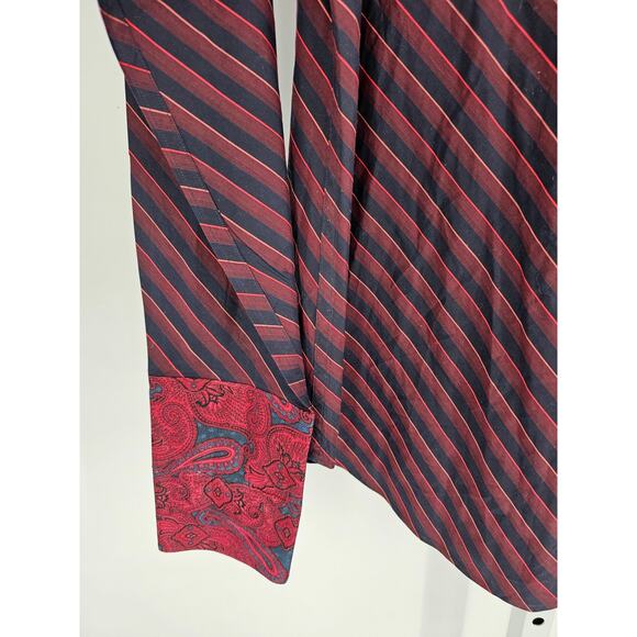 Banana Republic Mens Sz L Long Sleeve Button Up Dress Shirt Red Blue Striped - Picture 2 of 4